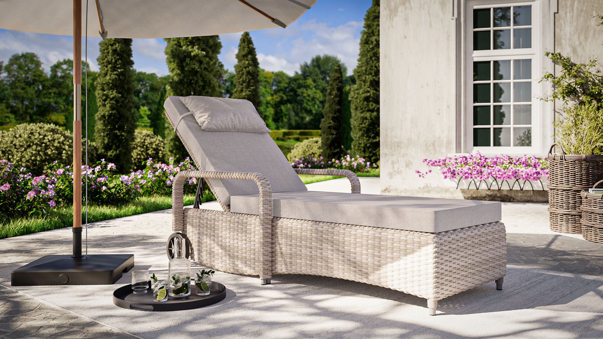 Maze rattan tuscany florida sun lounger best sale
