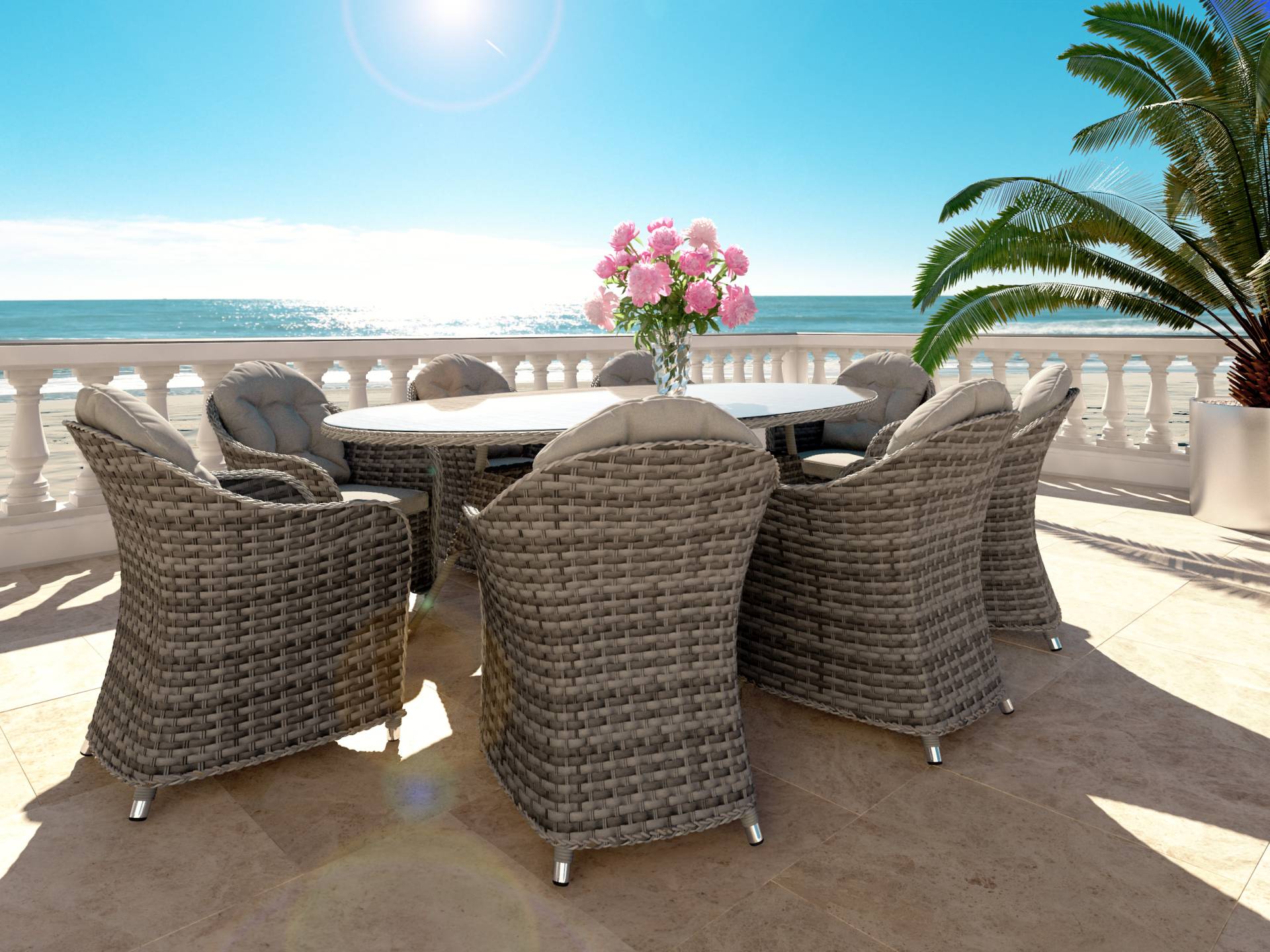Set da pranzo in rattan Livia XL