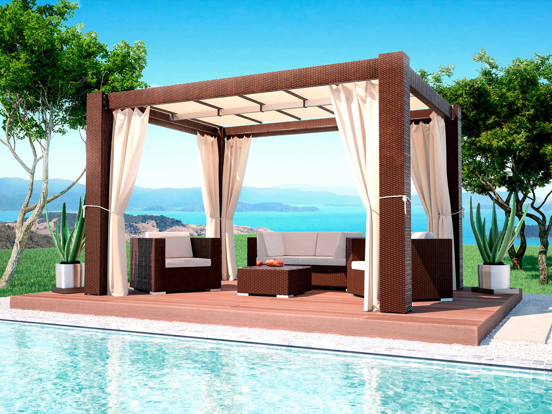 Pergola in polyrattan Paloma 4x3 m