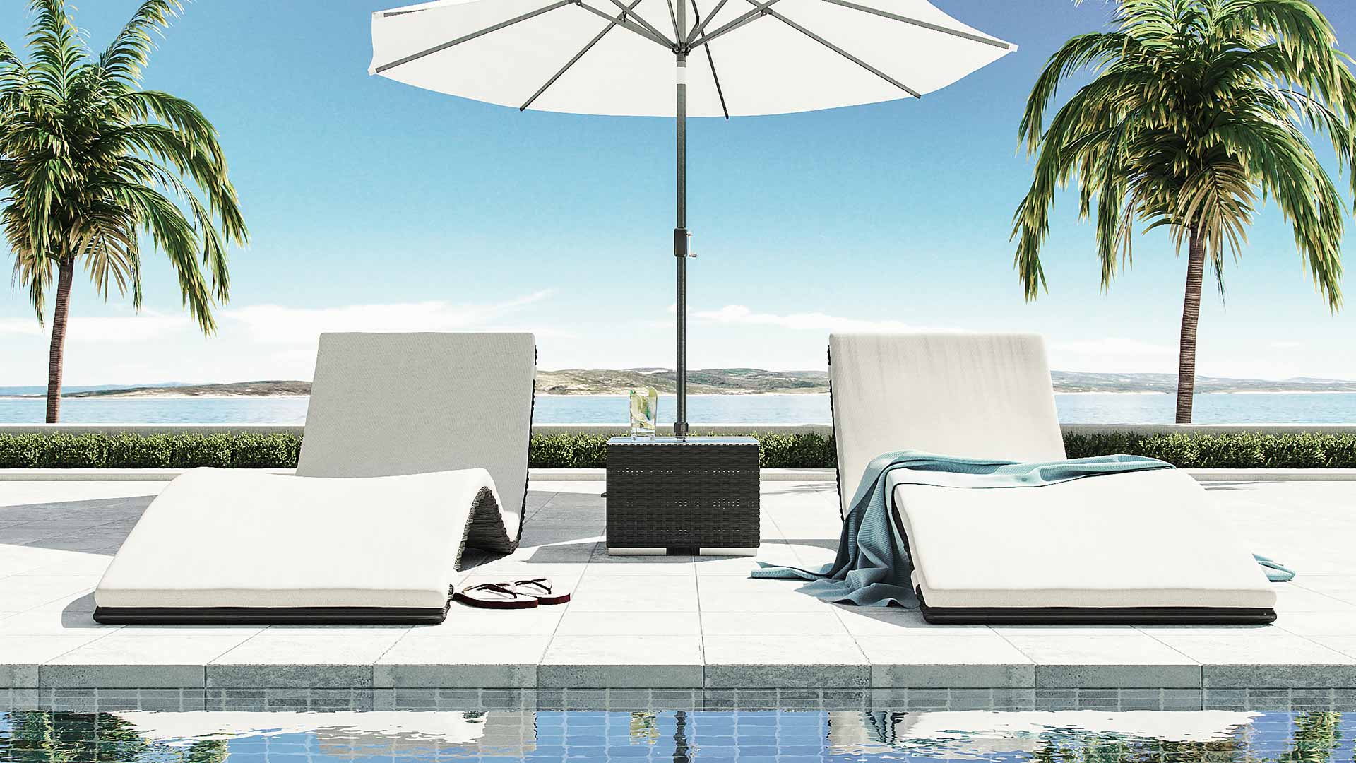 Divano-chaise longue in rattan Serpentes L